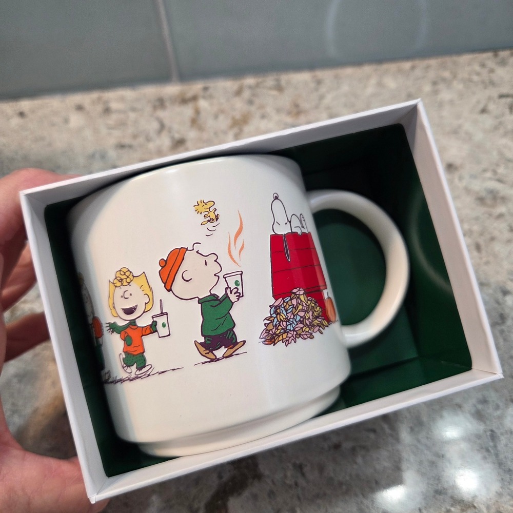 NIB Starbucks Peanuts Snoopy Great Pumpkin Ceramic Mug 14oz White Fall 2024 New